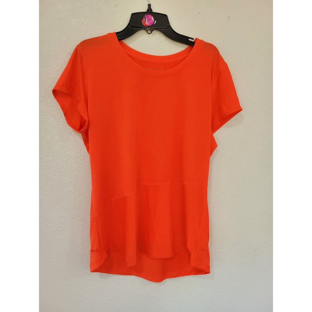 Mountain Hardwear Womens Large Orange Ribbed Active T-Shirt Short Slv Hiking #22